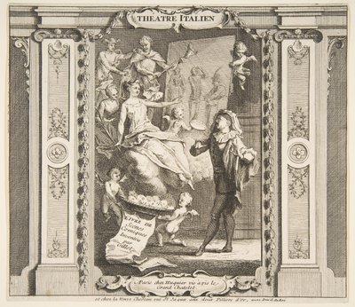 Frontispiz zu Theatre Italien. n.d. Schöpfer: Claude Gillot, Jacques Gabriel Huquier von Claude Gillot, Jacques Gabriel Huquier