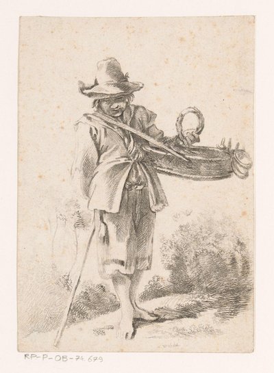 Junger Verkäufer von Backwaren in einer Landschaft von Claude Henri Watelet