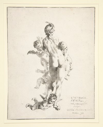 Ohne Titel (weiblicher Akt mit Putti) von Claude Henri Watelet
