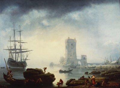 Ein Mittelmeerhafen: Morgen von Claude Joseph Vernet