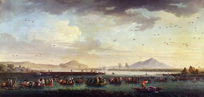 Karl III. von Bourbon, König von Spanien und des Königreichs beider Sizilien bei der Entenjagd am Patria-See im Jahr 1746, 1749 von Claude Joseph Vernet