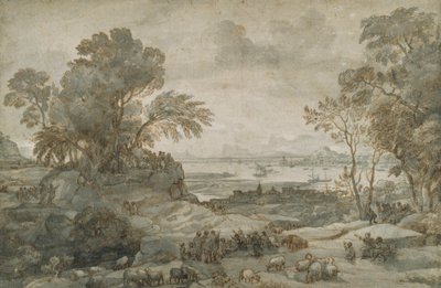 Landschaft mit Christus, der die Bergpredigt hält von Claude Lorrain