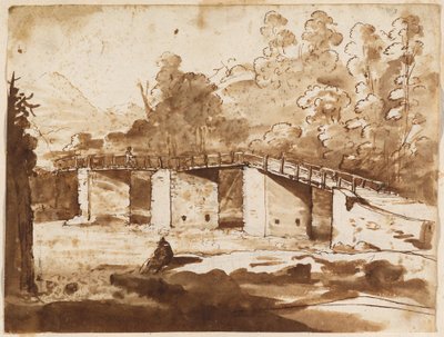 Landschaft mit einer Brücke von Claude Lorrain