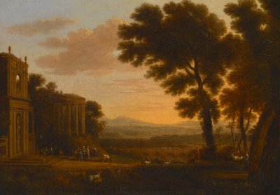 Landschaft mit dem Vater von Psyche, der im Milesischen Tempel des Apollo opfert von Claude Lorrain