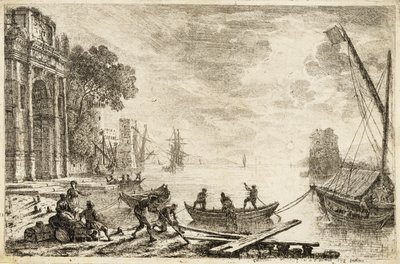 Hafenszene mit aufgehender Sonne, 1634 von Claude Lorrain