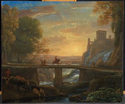 Landschaft mit einer imaginären Ansicht von Tivoli, 1642 von Claude Lorrain