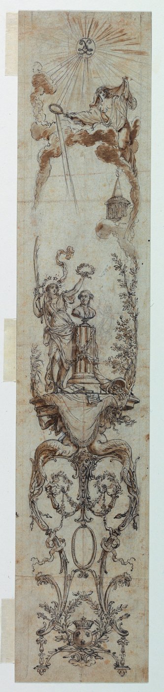 Entwürfe für bemalte Tafeln mit Fortuna und Jacques Necker, 1788–90 von Claude Louis Desrais