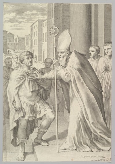 St. Ambrosius, Erzbischof von Mailand, weist Kaiser Theodosius zurück von Claude Mellan