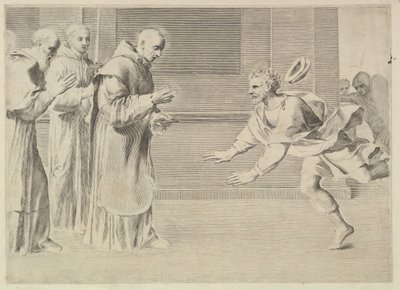 St. Wilhelm, Herzog von Aquitanien, bekehrt von St. Bernhard von Claude Mellan