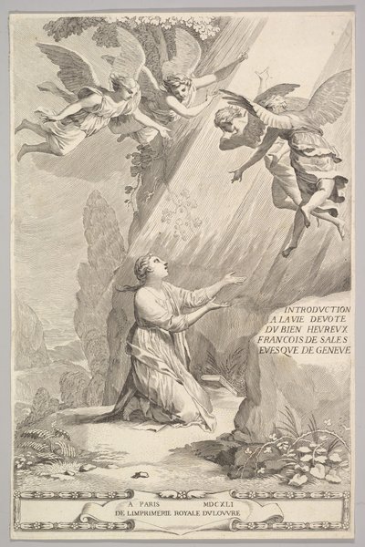 Titelseite für François de Sales, Einführung in das fromme Leben, 1641 von Claude Mellan