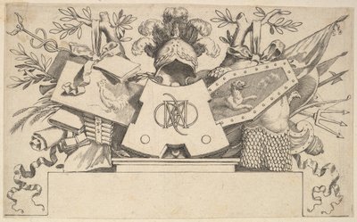Trophäe mit Monogramm Enthält die Buchstaben von LEONARDOS von Claude Mellan