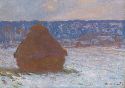 Getreidehaufen Schneeeffekt, bedeckter Tag von Claude Monet
