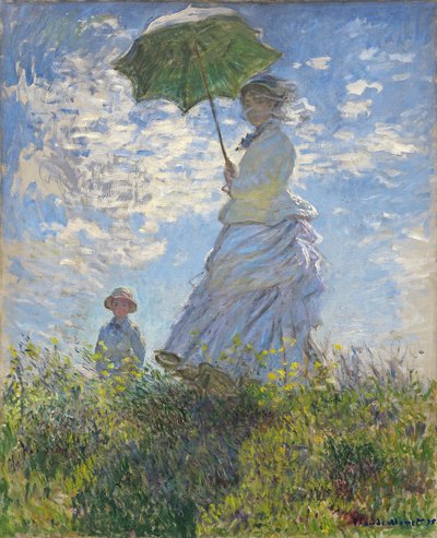 Frau mit einem Sonnenschirm - Madame Monet und ihr Sohn von Claude Monet