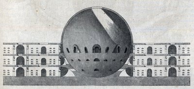 Querschnitt eines Friedhofsplans für die Stadt Chaux von Claude Nicolas Ledoux (1736-1806). von Claude Nicolas Ledoux