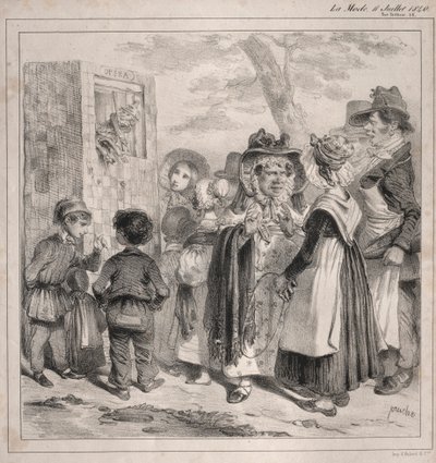 Sehen Sie, meine Liebe! Es ist die Polizei, die diese Kasperle spielen lässt, um abzulenken..., 1840 von Clémente Pruche