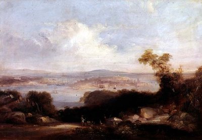 Weitläufiger Blick auf den Hafen von Sydney von Conrad Martens