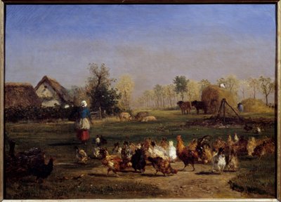 Die Fütterung der Hühner von Constant Emile Troyon