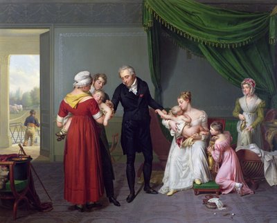 Baron Jean Louis Alibert (1768-1837) führt die Pockenimpfung im Schloss von Liancourt durch, ca. 1820 von Constant Joseph Desbordes