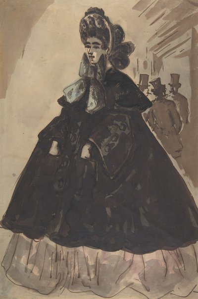 Eine Dame mit Haube und Mantel, 19. Jahrhundert von Constantin Guys