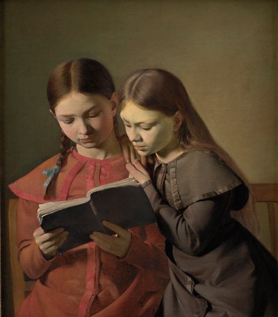 Die Schwestern des Künstlers Signe und Henriette lesen ein Buch, 1826 von Constantin Hansen