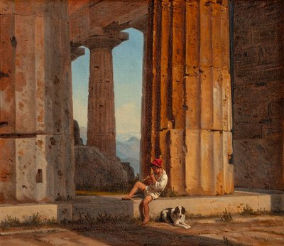 Ansicht des Poseidontempels in Paestum von Constantin Hansen