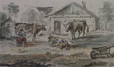 Rinder vor einem Cottage von Copplestone Warre Bamfylde