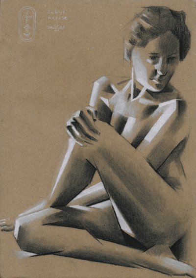 Dramatische sitzende Figur von Corné Akkers