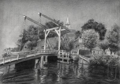 Skizze einer niederländischen Kanalbrücke von Corné Akkers