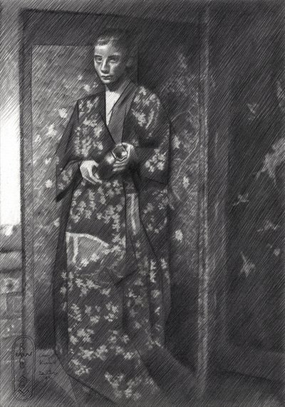 Elegante japanische Kimono-Frau von Corné Akkers