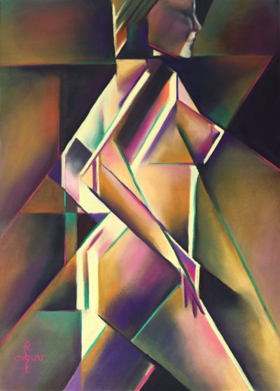 Geometrische Frau in Bewegung von Corné Akkers