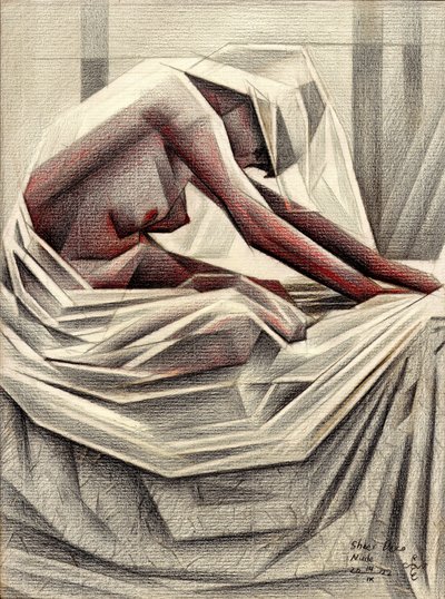 Melancholische kubistische Figur von Corné Akkers
