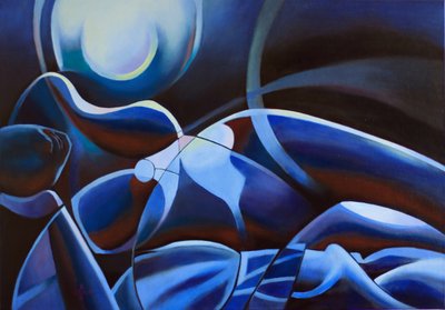 Mondbeschienene blaue Figur von Corné Akkers