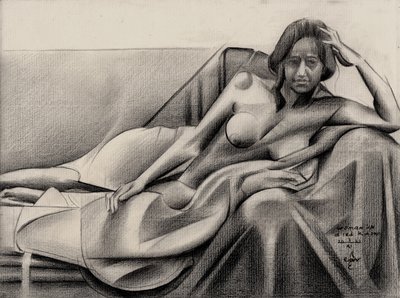 Nachdenkliche liegende Figur von Corné Akkers