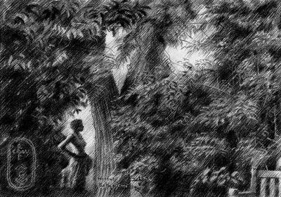 Frau im Gartenlicht von Corné Akkers