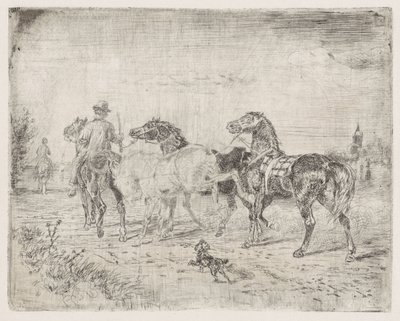 Reiter mit Pferden von Cornelis Albertus Johannes Schermer