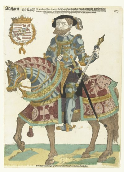 Porträt von Adriaen de Croy zu Pferd von Cornelis Anthonisz. (manner of)