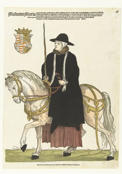 Porträt von Maria von Ungarn zu Pferd von Cornelis Anthonisz. (manner of)