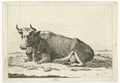 Landschaft mit liegender Kuh mit Hörnern von Cornelis  Bisschop