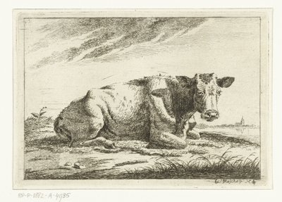 Landschaft mit liegender kuh ohne hörner von Cornelis  Bisschop