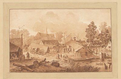 Dorfansicht mit Teich von Cornelis Brouwer