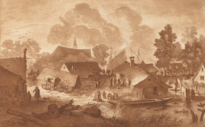 Dorf mit Teich, ca. 1782 von Cornelis Brouwer