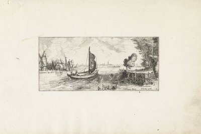 Boot auf einem Fluss Landschaften (Serientitel) von Cornelis Claesz van Wieringen (possibly)