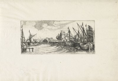 Ansicht eines Hafens mit Schleuse Landschaften (Serientitel) von Cornelis Claesz van Wieringen (possibly)
