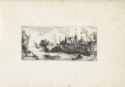 Flusslandschaft mit einem Ruderboot von Cornelis Claesz van Wieringen (possibly)