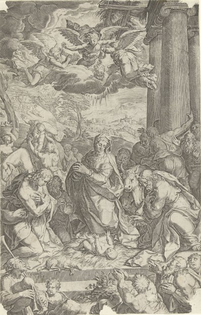 Anbetung der Hirten von Cornelis Cort