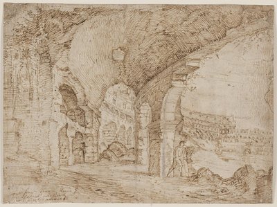 Teil des Inneren des Kolosseums in Rom von Cornelis Cort