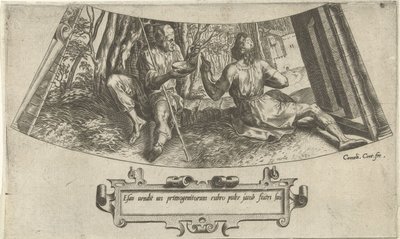 Esau verkauft sein Erstgeburtsrecht (Die Geschichte von Jakob und Esau) von Cornelis Cort