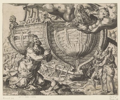 Gott befiehlt Noah, die Arche zu bauen von Cornelis Cort