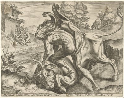 Herkules ringt mit Acheloüs von Cornelis Cort