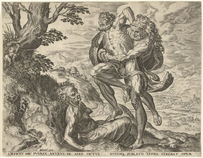Herkules ringt mit Antaeus (Werke des Herkules) von Cornelis Cort